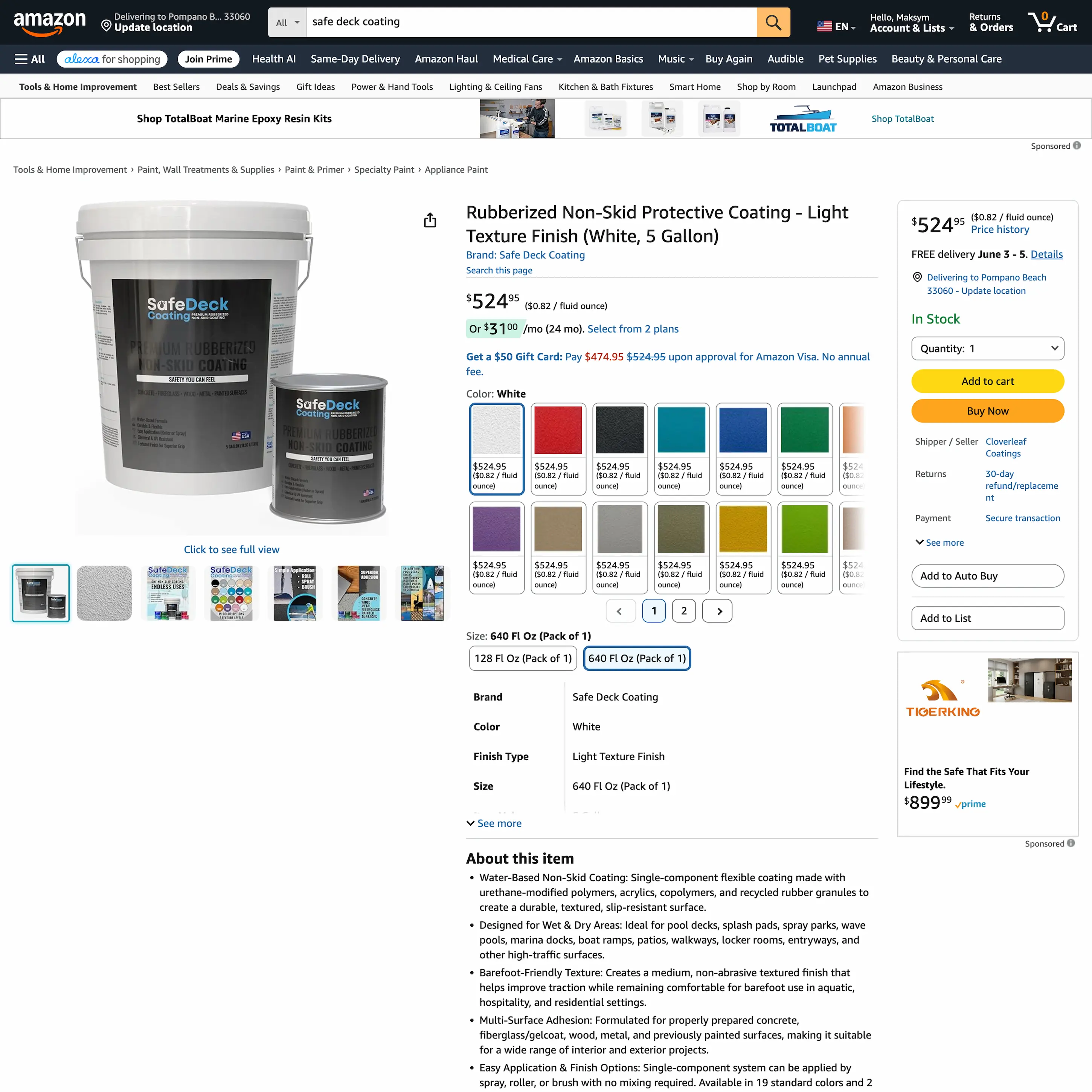 Safe Deck Coatings Amazon inventory integration