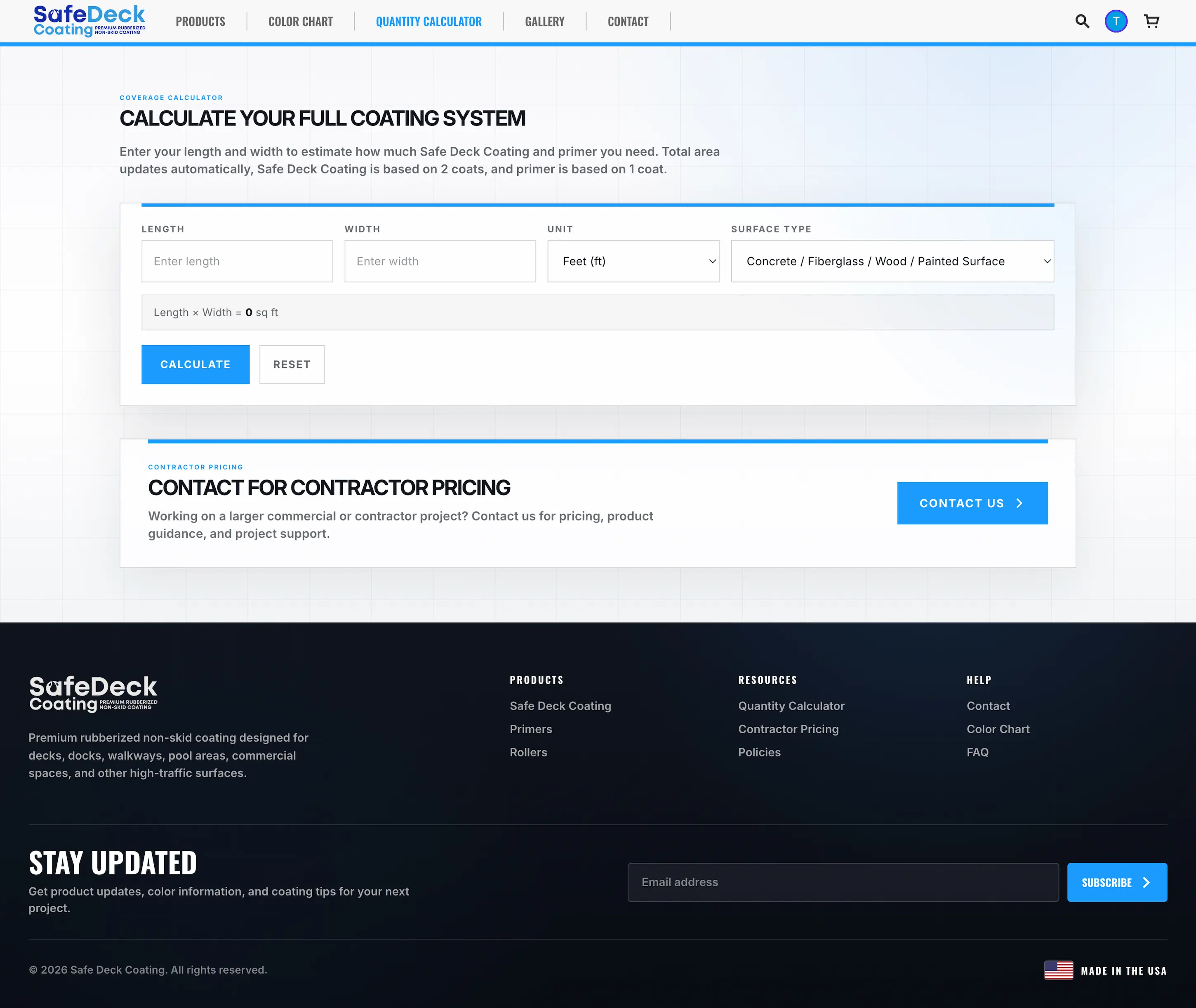 Safe Deck Coatings coverage calculator