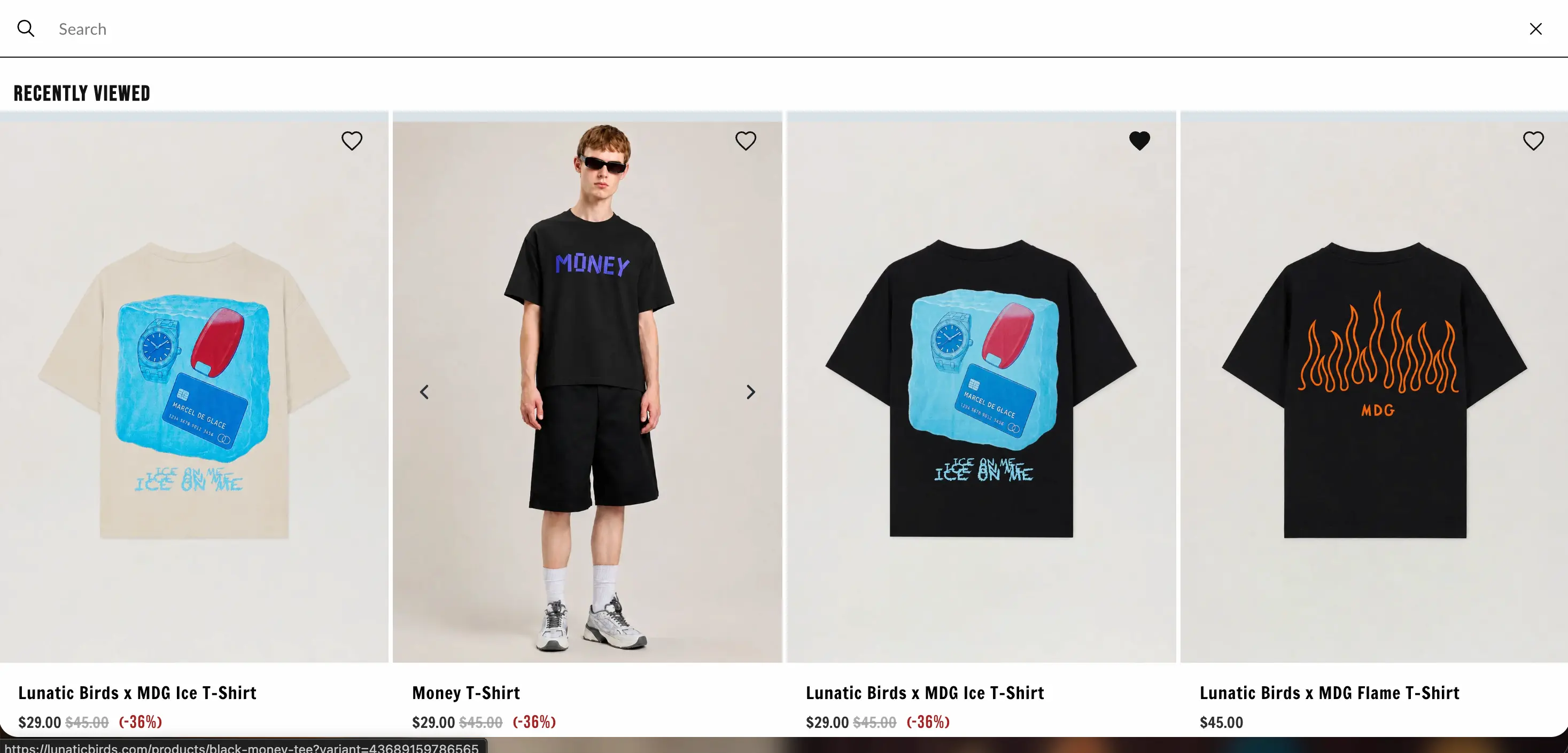 Lunatic Birds live search drawer