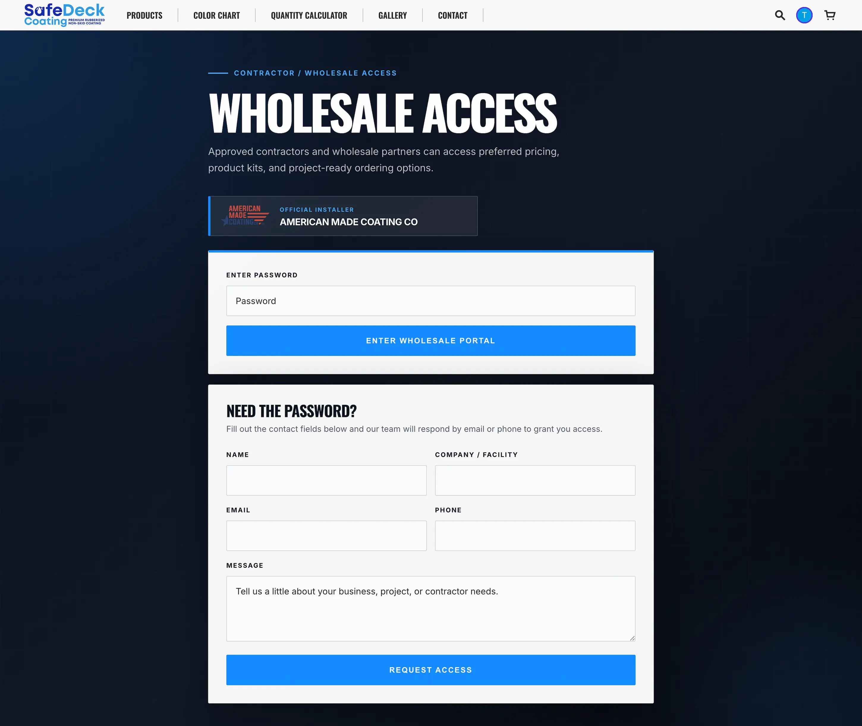Safe Deck Coatings wholesale access page