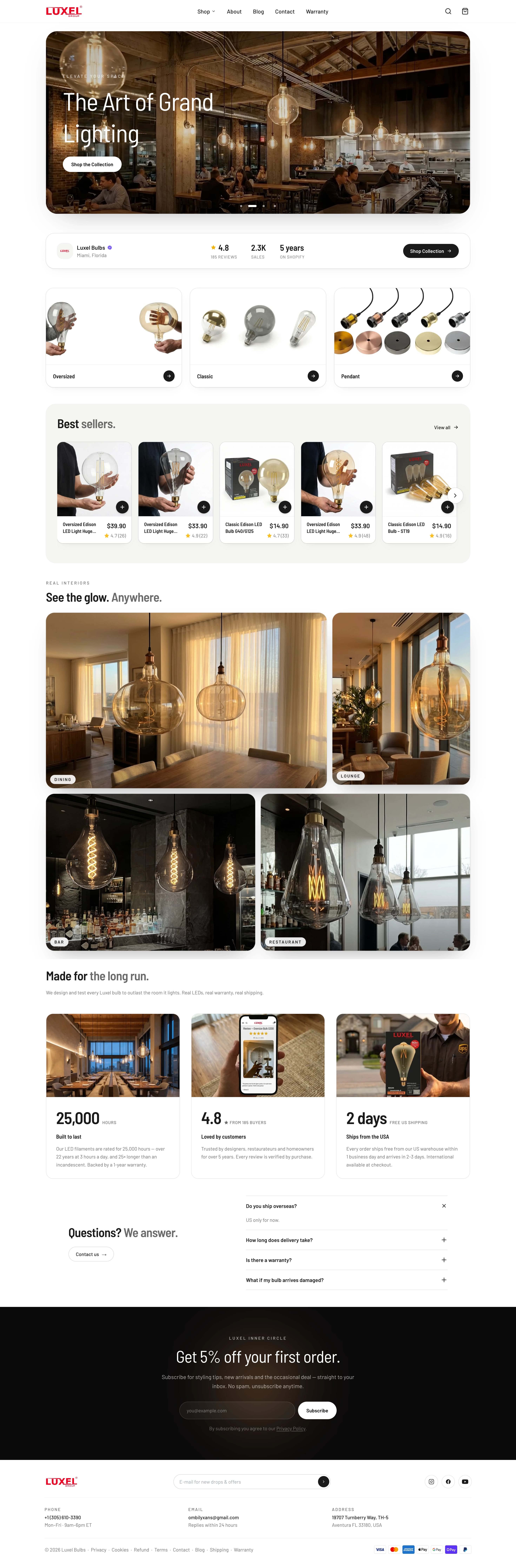 Luxel Bulbs website